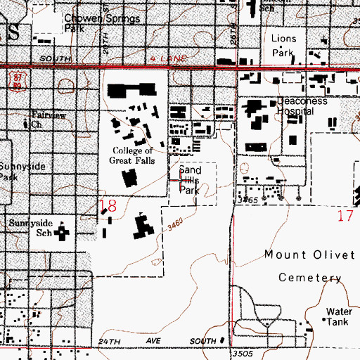 Topographic Map of Sand Hills Park, MT