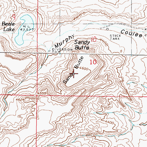 Topographic Map of Sandy Butte, MT