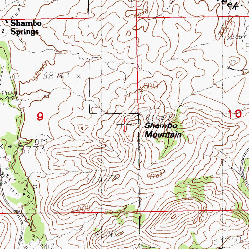Topographic Map of Shambo Mountain, MT