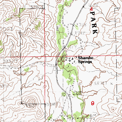 Topographic Map of Shambo Springs, MT