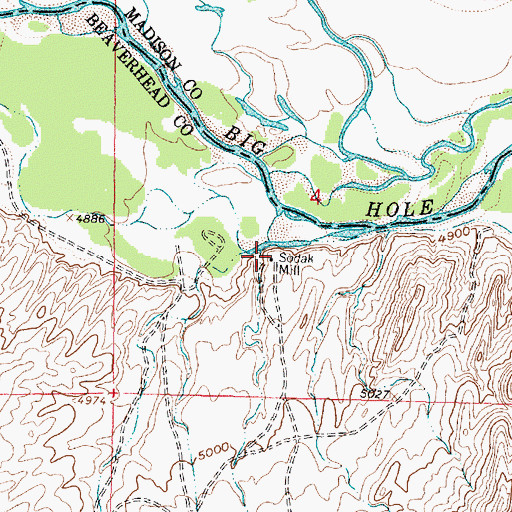 Topographic Map of Sodak Mill, MT