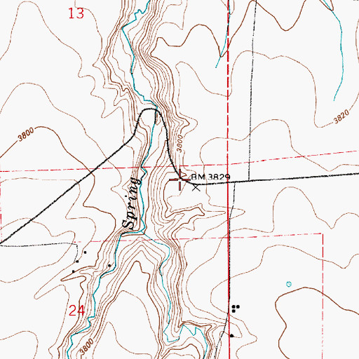 Topographic Map of Spring Creek School (historical), MT