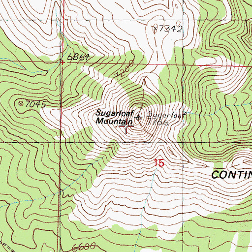 Topographic Map of Sugarloaf Mountain, MT