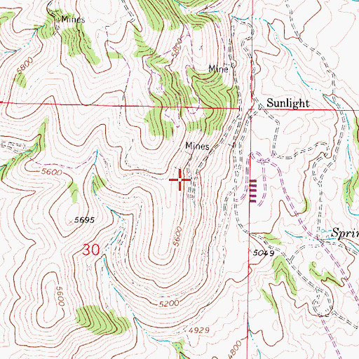 Topographic Map of Sunlight, MT