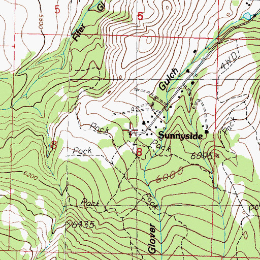 Topographic Map of Sunnyside, MT