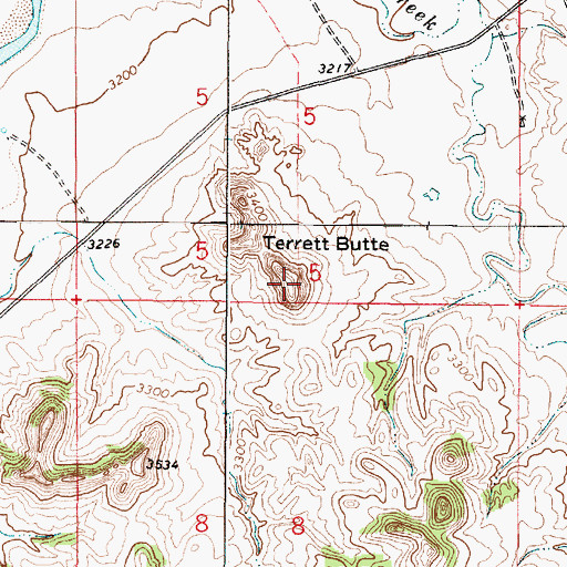 Topographic Map of Terrett Butte, MT