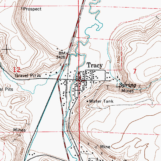 Topographic Map of Tracy, MT