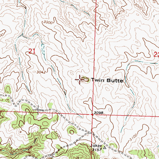 Topographic Map of Twin Butte, MT