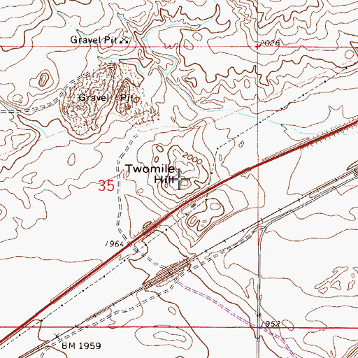 Topographic Map of Twomile Hill, MT