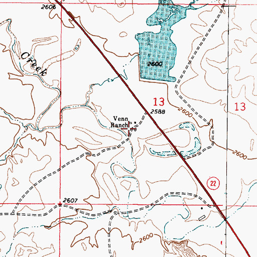 Topographic Map of Venn Ranch, MT