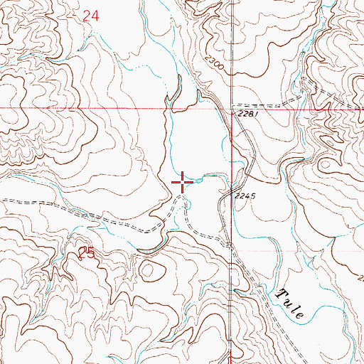 Topographic Map of West Fork Tule Creek, MT