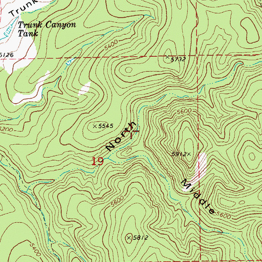 Topographic Map of Middle Witch Canyon, AZ
