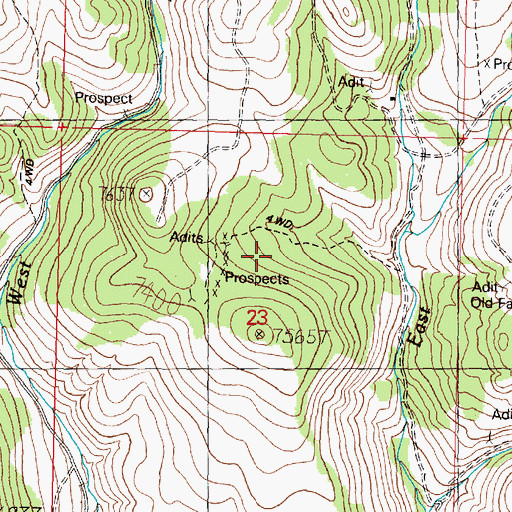 Topographic Map of Dillon Mine, MT