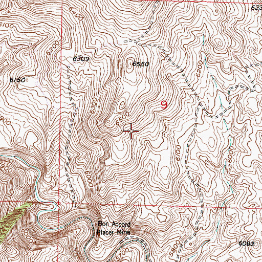 Topographic Map of Box X Mine, MT