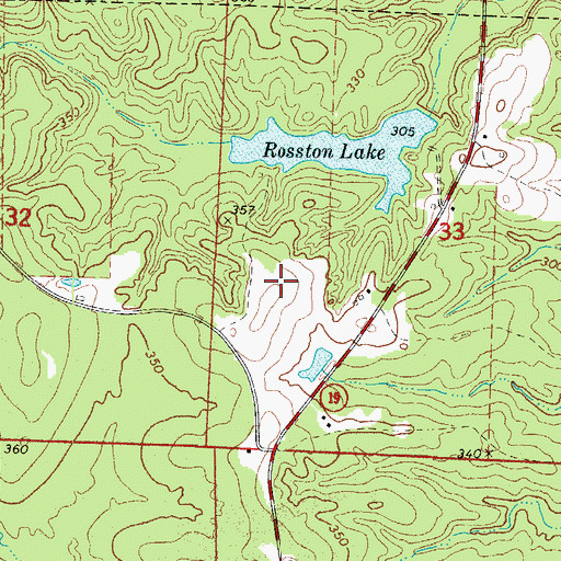 Topographic Map of Rosston Lake Dam, AR
