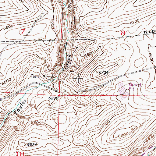Topographic Map of Taylor Mine, MT