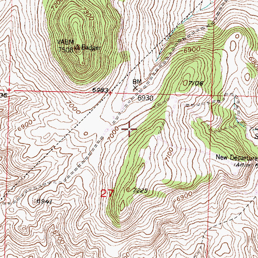 Topographic Map of Wheal Rose Mine, MT