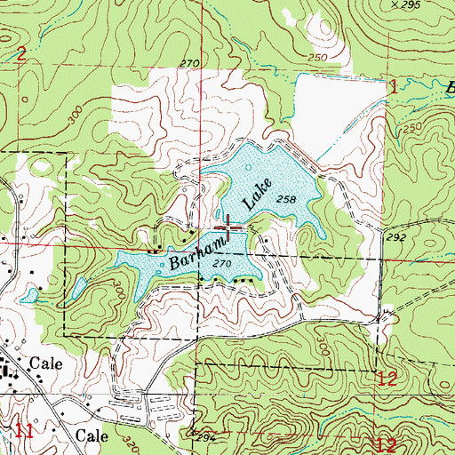 Topographic Map of Barham Lake Number One Dam, AR