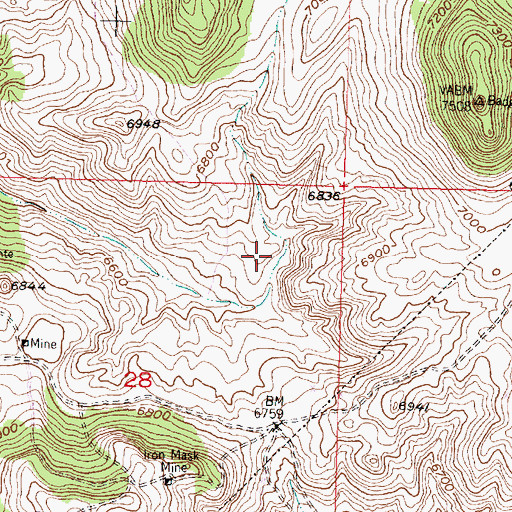 Topographic Map of Huron Mine, MT