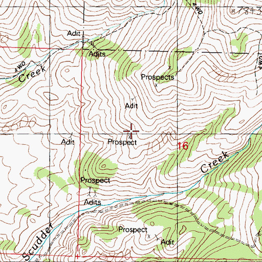 Topographic Map of Driscoll Creek Mine, MT