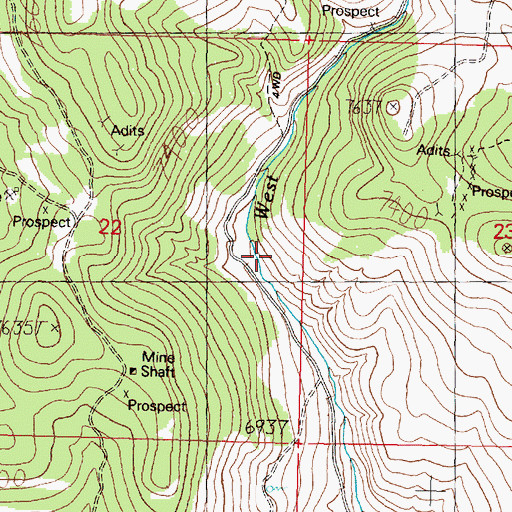 Topographic Map of Grizzly Bear Mine, MT
