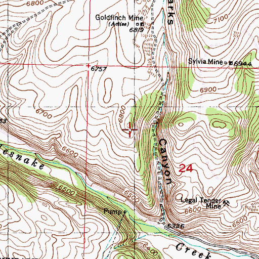 Topographic Map of Gold Finch Mine, MT