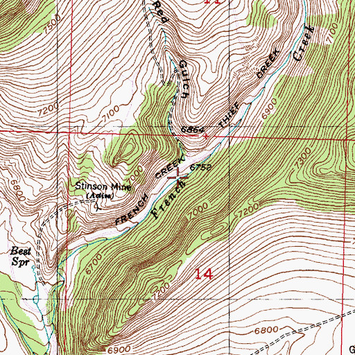 Topographic Map of French Creek Mine, MT
