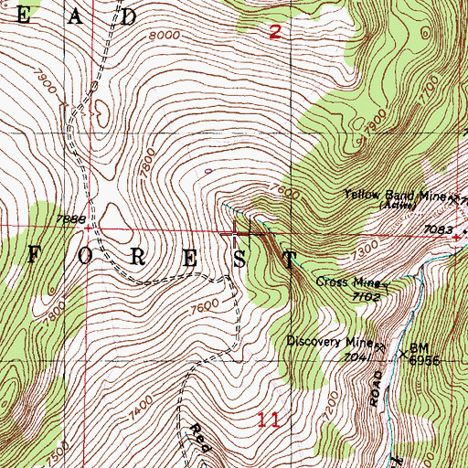 Topographic Map of Discovery Mine, MT