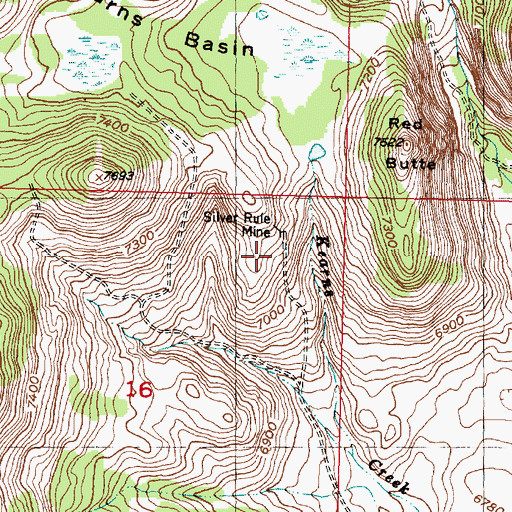Topographic Map of Silver Rule Mine, MT