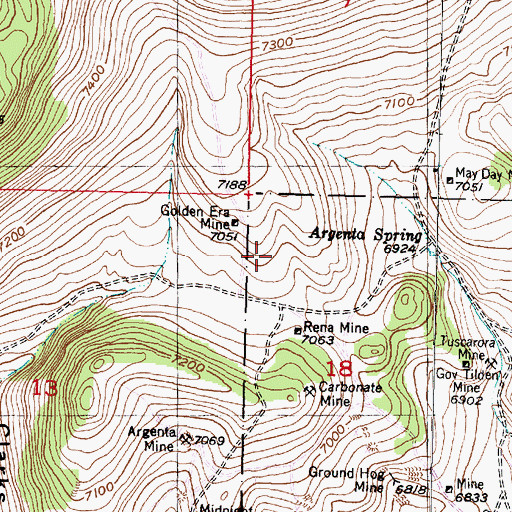 Topographic Map of Golden Era Mine, MT