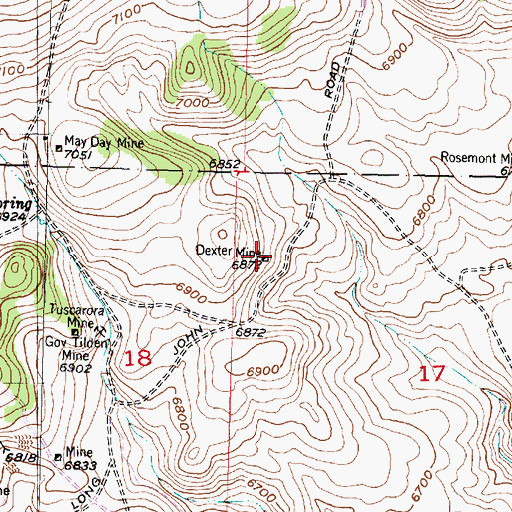 Topographic Map of Dexter Mine, MT