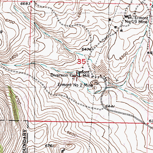 Topographic Map of Ermont Number 19 Mine, MT
