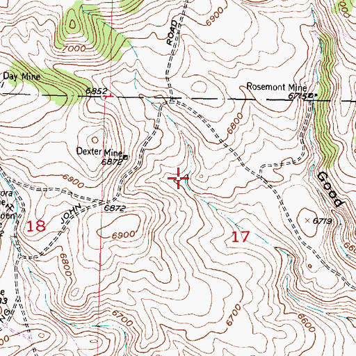 Topographic Map of Dexter Gulch Mine, MT
