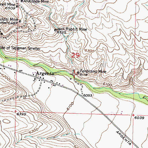 Topographic Map of Ferdinand Mine, MT