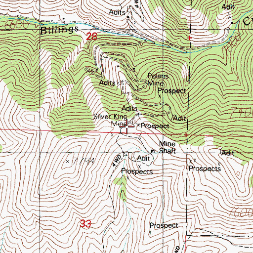 Topographic Map of Silver King Mine, MT