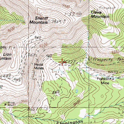 Topographic Map of True Blue Mine, MT