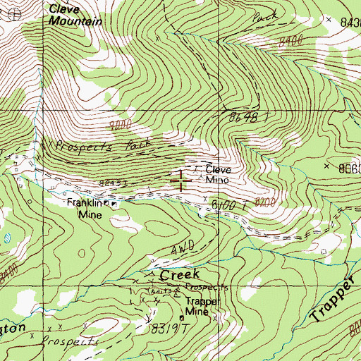 Topographic Map of Lower Cleve Mine, MT
