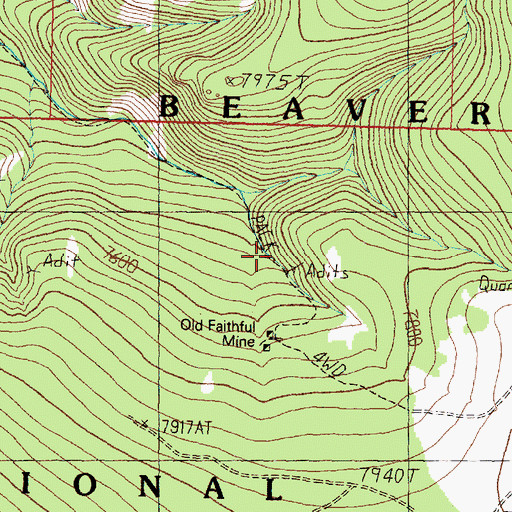 Topographic Map of Log Cabin Mine, MT