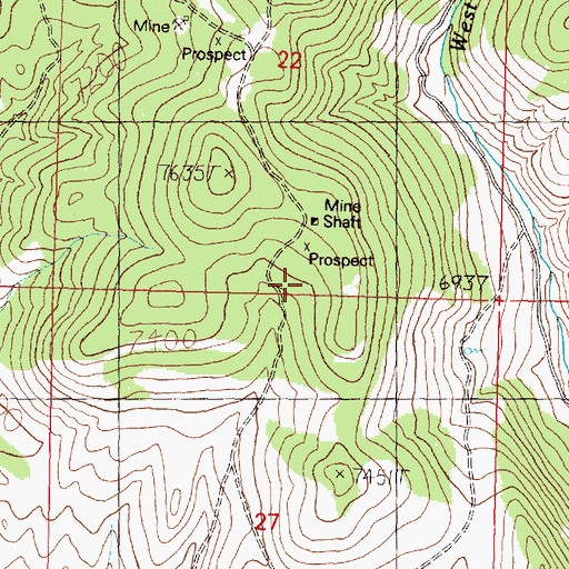 Topographic Map of Mayflower Mine, MT