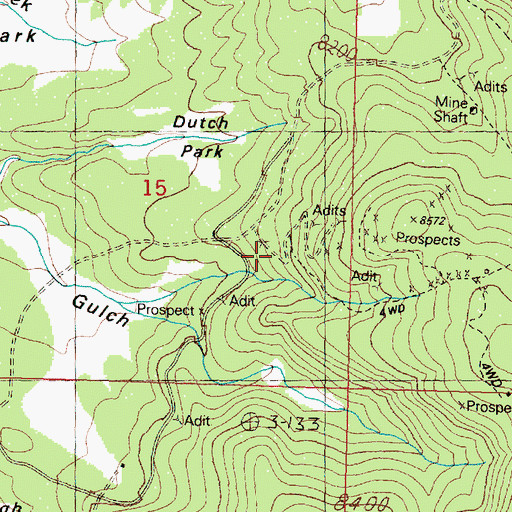 Topographic Map of Blue Eyed Annie Mine, MT