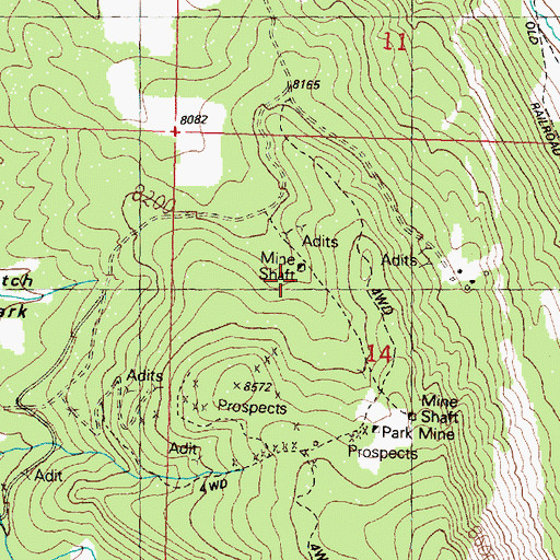 Topographic Map of Aspen Mine, MT