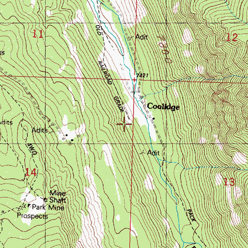 Topographic Map of Old Elkhorn Mine, MT