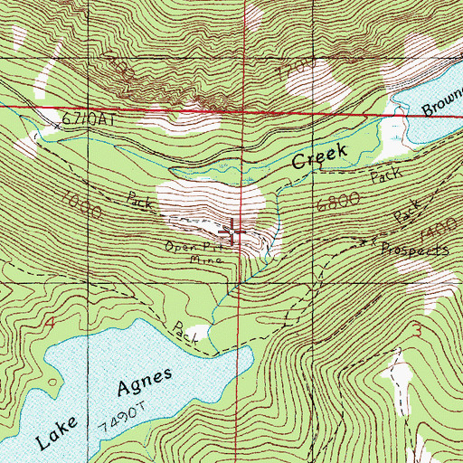 Topographic Map of Ivanhoe Mine, MT