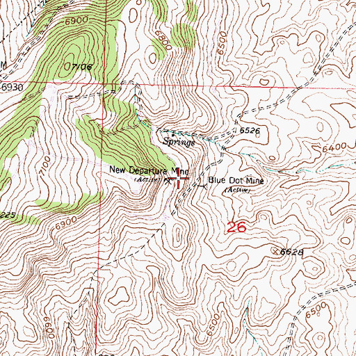 Topographic Map of New Departure Mine, MT