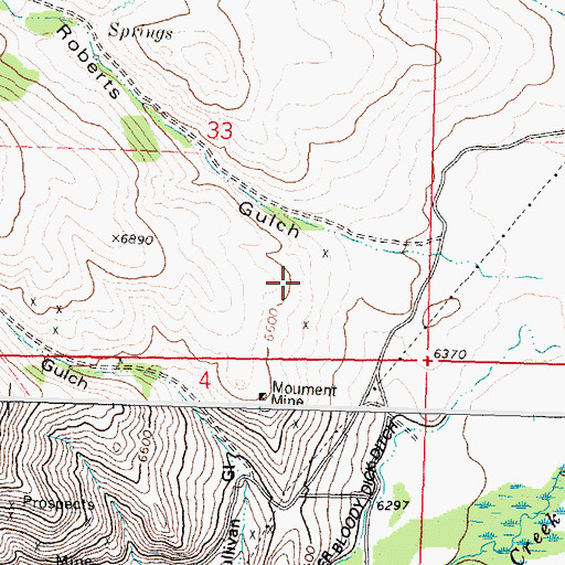 Topographic Map of South Fork Roberts Gulch Mine, MT