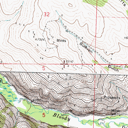 Topographic Map of Sunshine Mine, MT