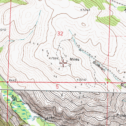 Topographic Map of Jung Fraction Mine, MT