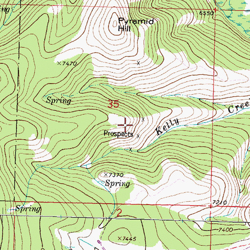 Topographic Map of Kelly Creek Mine, MT