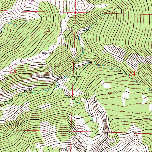 Topographic Map of Maiden Creek Mine, MT
