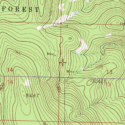 Topographic Map of Triangle Gulch Mine, MT